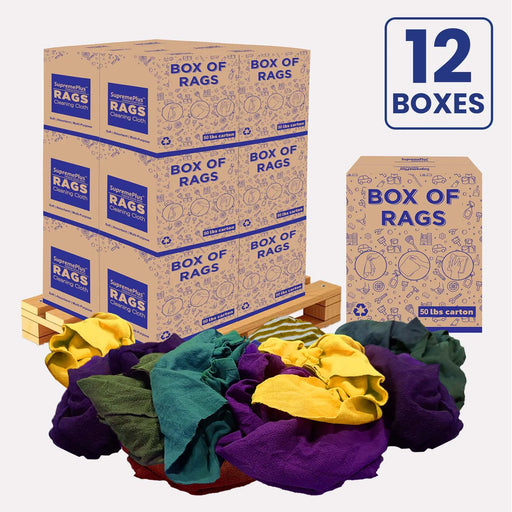 Recycled Color Sweatshirt Cleaning Rags - 600 lbs Pallet - 12 x 50 lbs  Boxes - Wiping Hub
