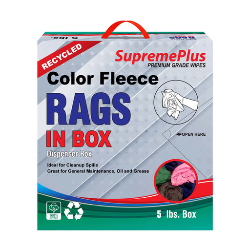 Recycled Color Sweatshirt Cleaning Rags - 800 lbs Pallet - 160 x 5 lbs Compressed Boxes - Wiping Hub