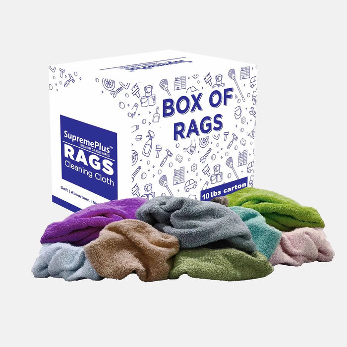 Recycled Color Terry Towel Cleaning Rags - 10 lbs. Box - Wiping Hub