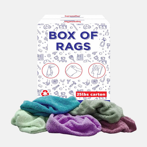 Recycled Color Terry Towel Cleaning Rags - 25 lbs. Box - Wiping Hub