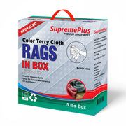 Recycled Color Terry Towel Cleaning Rags - 5 lbs. Compressed Box - Wiping Hub