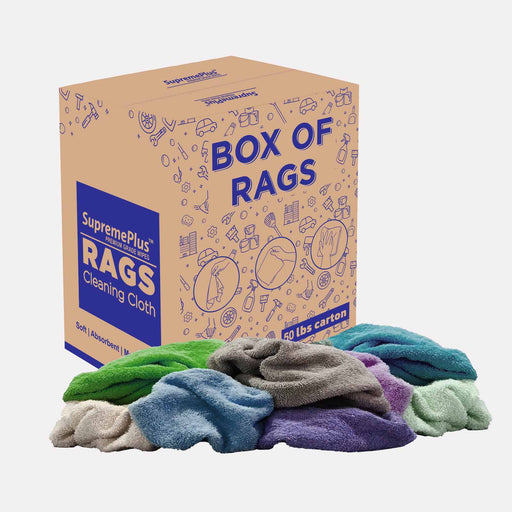 Recycled Color Terry Towel Cleaning Rags - 50 lbs Box - Wiping Hub
