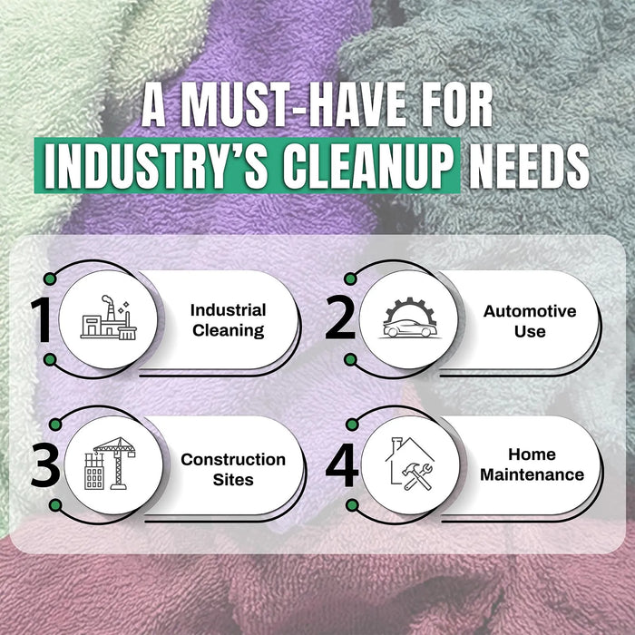 Recycled Color Terry Towel Cleaning Rags - 600 lbs. Pallet - 120 x 5 lbs. Boxes - Wiping Hub