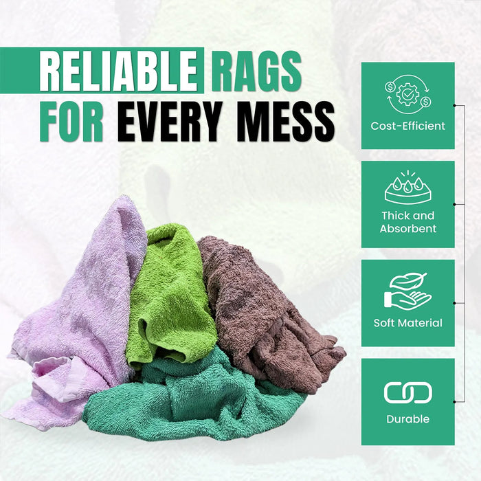 Recycled Color Terry Towel Cleaning Rags - 600 lbs. Pallet - 120 x 5 lbs. Boxes - Wiping Hub