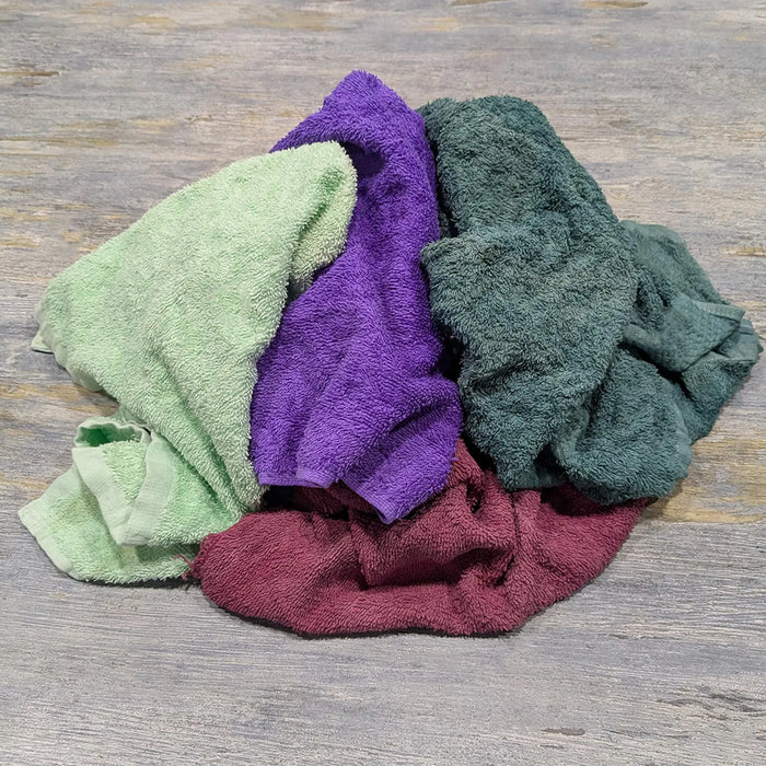 Recycled Color Terry Towel Cleaning Rags - 600 lbs. Pallet - 120 x 5 lbs. Boxes - Wiping Hub