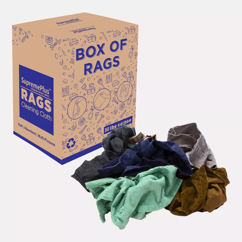 Recycled Corduroy Material Cleaning Rags - 50 lbs. Box