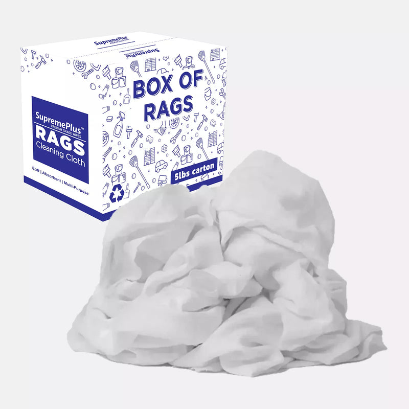 Recycled White Flannel (Polishing) Cleaning Rags - 5 lbs. Box