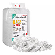Recycled white knit industrial towels by Wiping Hub, 10 lbs bag of reusable cleaning rags for industrial use.