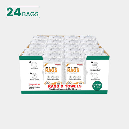 Recycled White Knit Cleaning Rags - Polybags Master Carton - 1 lb Pack of 24