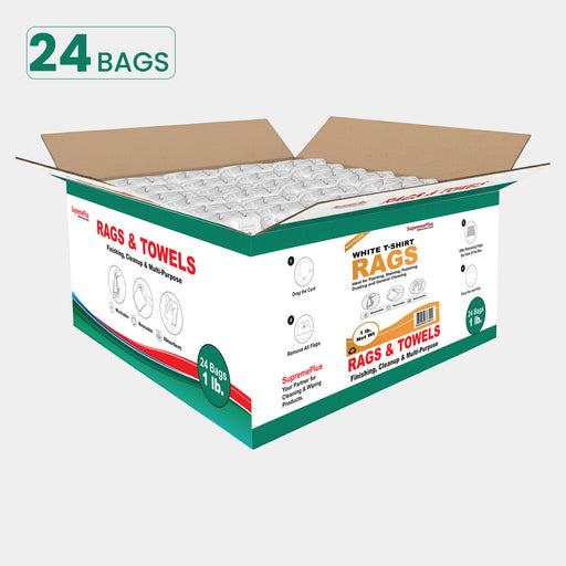 Recycled White Knit Cleaning Rags - Polybags Master Carton - 1 lb Pack of 24