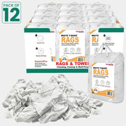 Recycled White Knit T-Shirt Cleaning Rags - 2 lbs. Bag - Pack of 12 - Wiping Hub