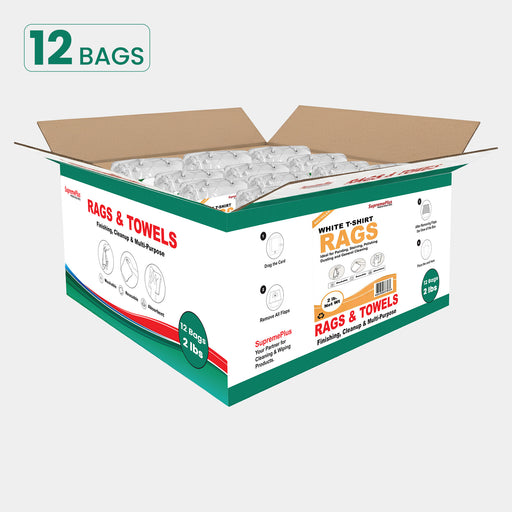 Recycled White Knit Cleaning Rags - Polybags Master Carton - 2 lbs Pack of 12
