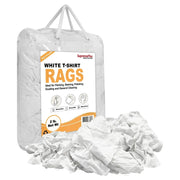 Recycled White Knit T-Shirt Cleaning Rags - 2 lbs. Bag - Pack of 12 - Wiping Hub