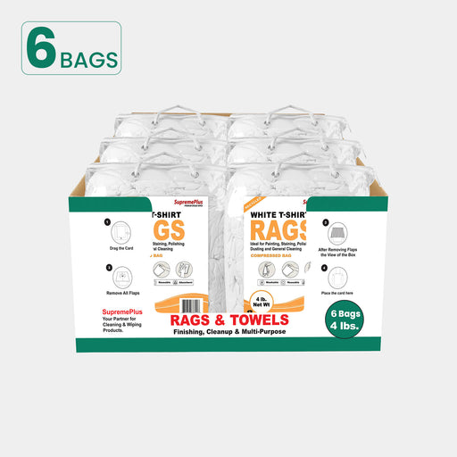 Recycled White Knit Cleaning Rags - Polybags Master Carton - 4 lb Pack of 6