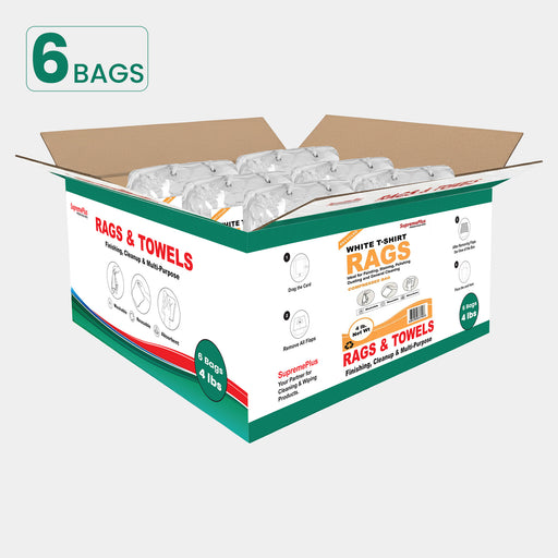 Recycled White Knit Cleaning Rags - Polybags Master Carton - 4 lb Pack of 6