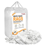 Recycled White Knit T-Shirt Cleaning Rags - 4 lbs. Bag - Pack of 6 - Wiping Hub