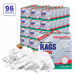 Recycled white knit T-shirt cleaning rags from Wiping Hub, industrial towels in a compressed pallet box for industrial use.