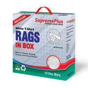 Recycled White Knit T-Shirt Cleaning Rags  - 10 lbs. Compressed Box - Wiping Hub