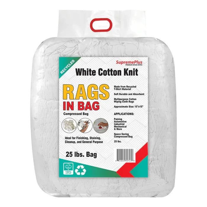 White Knit Recycled Cotton Cleaning Rags – 5 lbs - Wiping Hub