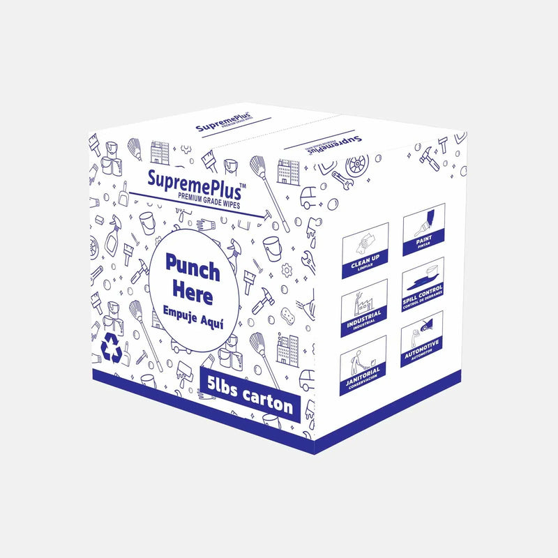 Recycled White Knit T-Shirt Cleaning Rags - 5 lbs. Box - Wiping Hub