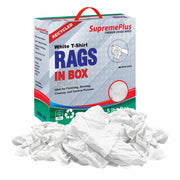 Recycled White Knit T-Shirt Cleaning Rags - 5 lbs. Compressed Box - Wiping Hub