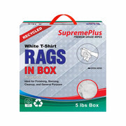 Recycled White Knit T-Shirt Cleaning Rags - 5 lbs. Compressed Box - Wiping Hub