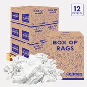 Recycled White Knit T-Shirt Cleaning Rags - 600 lbs. Pallet - 12 x 50 lbs. Boxes - Wiping Hub