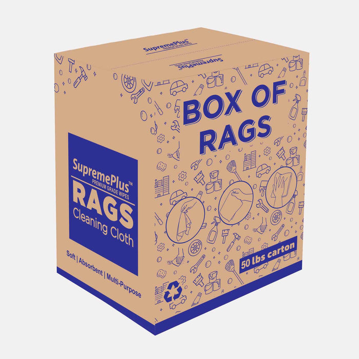 Recycled White Knit T-Shirt Cleaning Rags - 600 lbs Pallet - 12 x 50 lbs Boxes - Wiping Hub