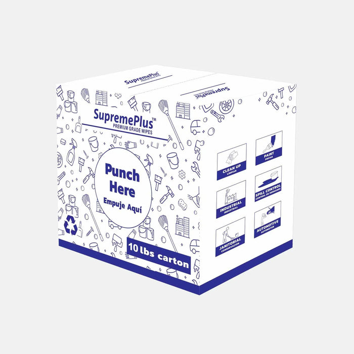Recycled White Knit T-Shirt Cleaning Rags - 720 lbs Pallet - 72 x 10 lbs Boxes - Wiping Hub