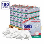 Recycled White Knit T-Shirt Cleaning Rags - 800 lbs. Pallet - 160 x 5 lbs. Compressed Boxes - Wiping Hub