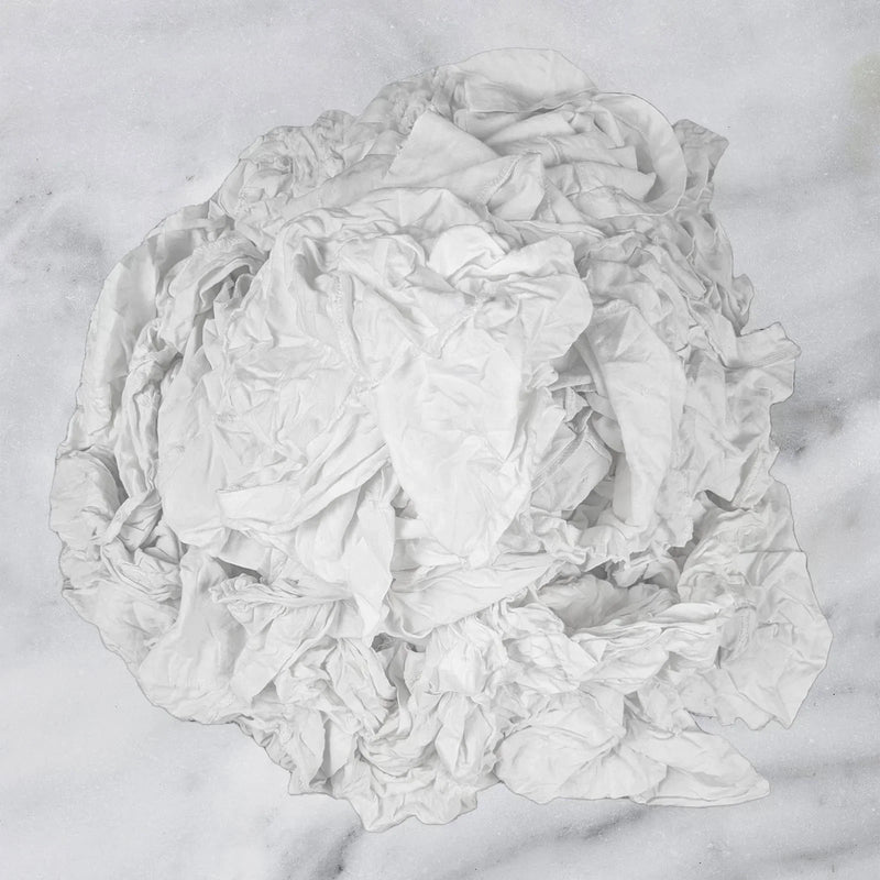 Recycled White Knit T-Shirt Cleaning Rags - Wiping Hub