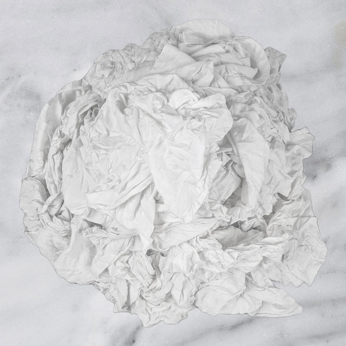 Recycled White Knit T-Shirt Cleaning Rags - Wiping Hub