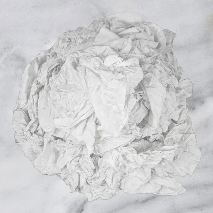 White Knit Recycled Cotton Cleaning Rags – 5 lbs - Wiping Hub