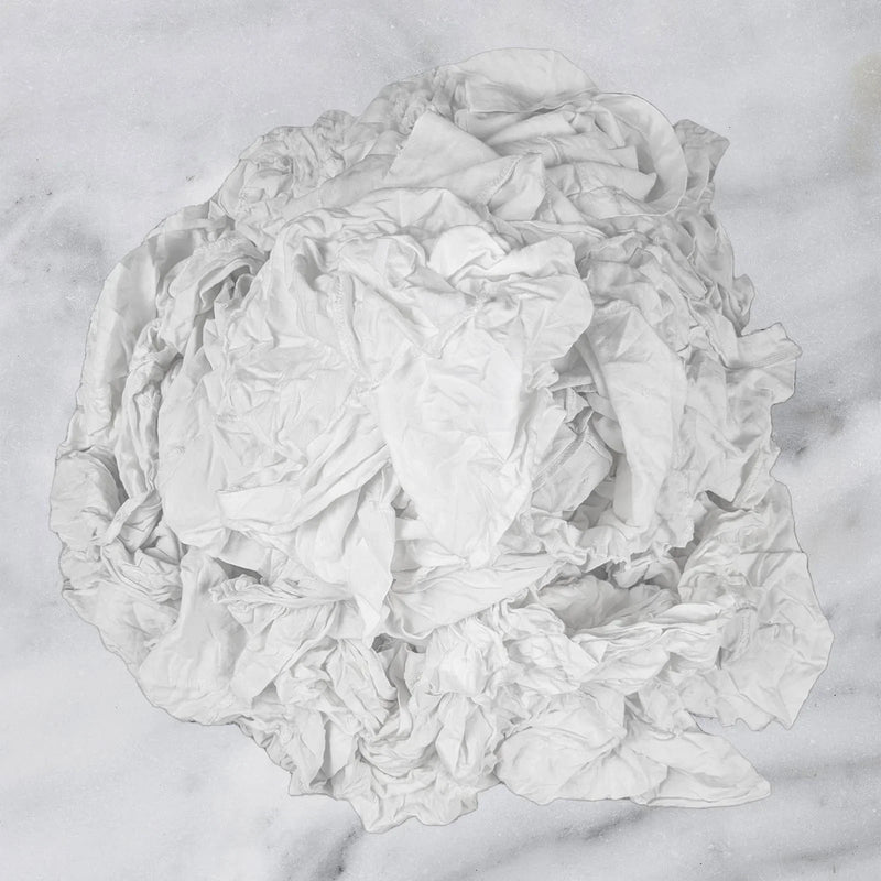 Recycled White Knit T-Shirt Cleaning Rags - Wiping Hub