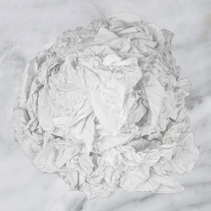 Recycled White Knit T-Shirt Cleaning Rags - Wiping Hub
