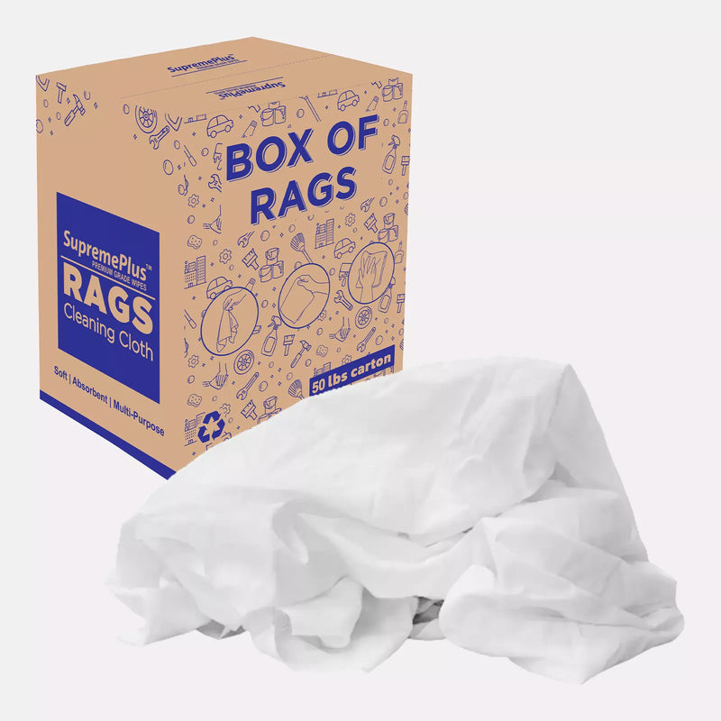 Recycled White Linen Mixed Material Cleaning Rags - 50  lbs. Box