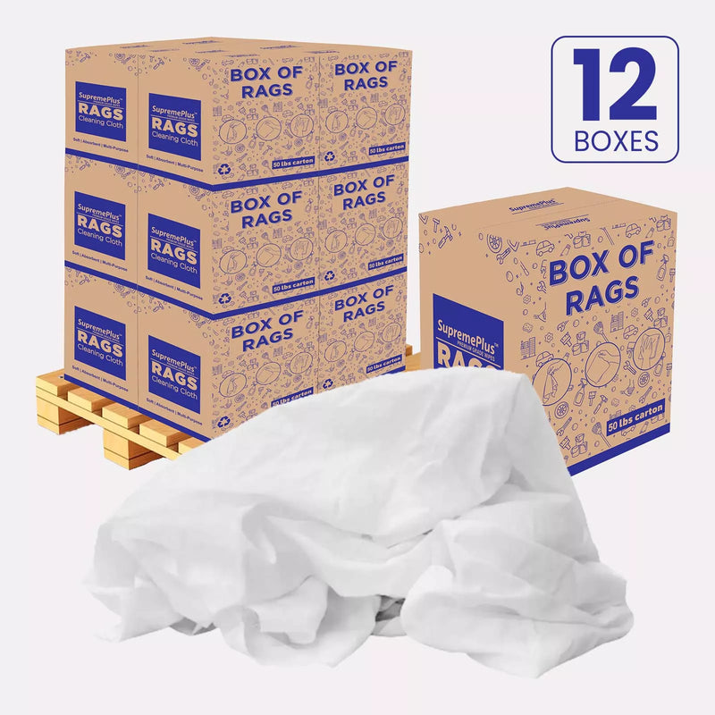 Recycled White Linen Mixed Material Cleaning Rags 600 lbs. Pallet - 12 x 50 lbs. Boxes