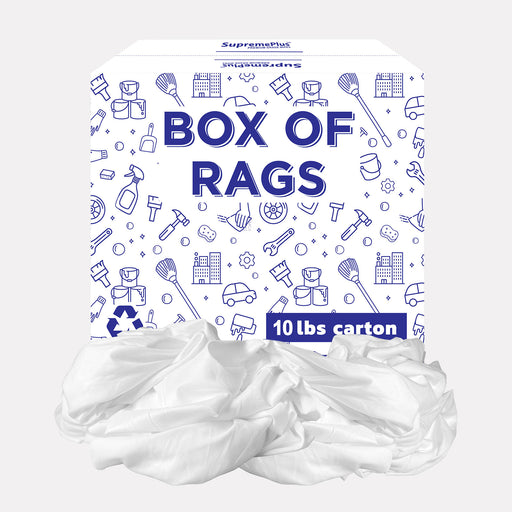 Recycled White Sheeting Cleaning Rags – 10 lbs Box – Wiping Hub