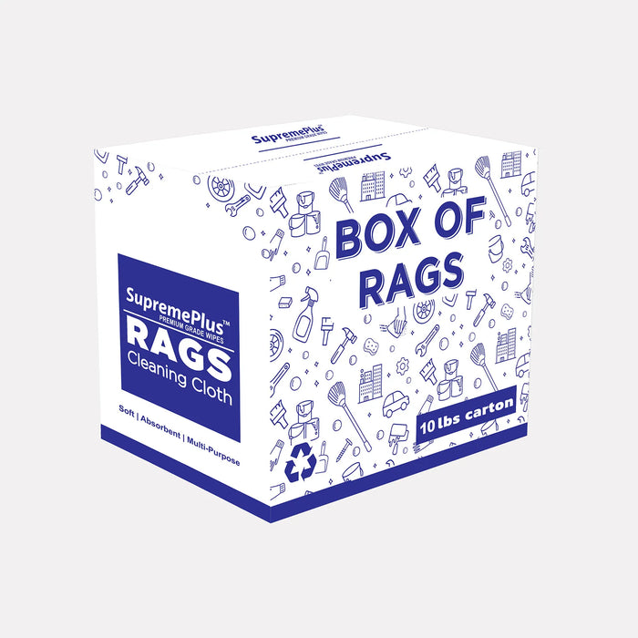 Recycled White Sheeting Cleaning Rags - 10 lbs. Box - Wiping Hub