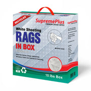 Recycled White Sheeting Cleaning Rags - 10 lbs. Compressed Box - Wiping Hub