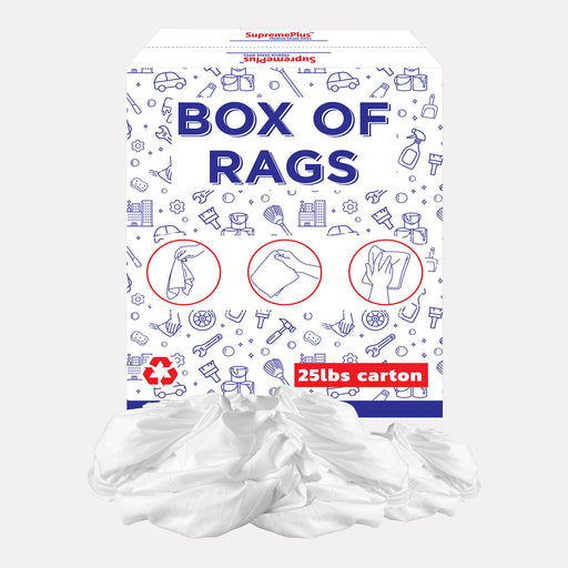 Recycled White Sheeting Cleaning Rags – 25 lbs Box – Wiping Hub
