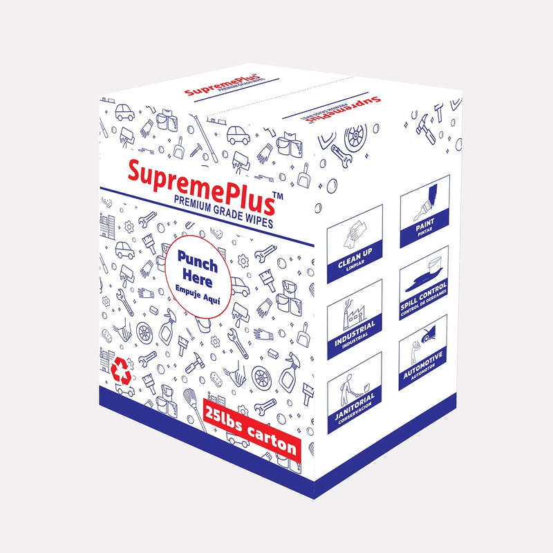 Recycled White Sheeting Cleaning Rags - 25 lbs. Box - Wiping Hub