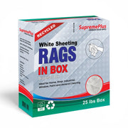Recycled White Sheeting Cleaning Rags - 25 lbs. Compressed Box - Wiping Hub