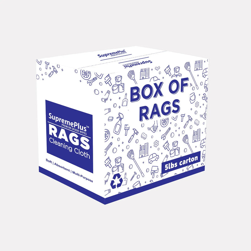 Recycled White Sheeting Cleaning Rags - 5 lbs. Box - Wiping Hub