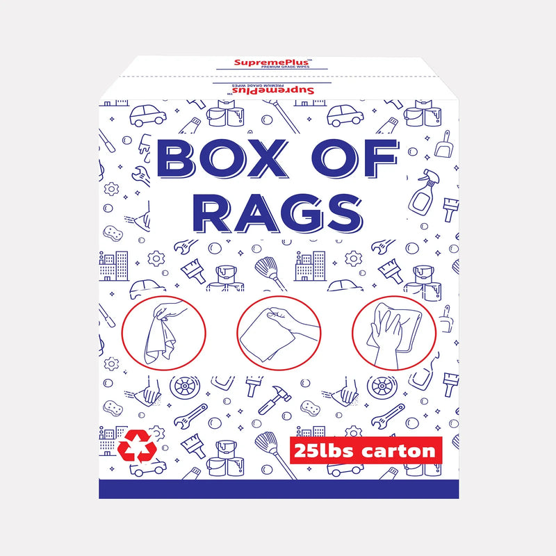 Recycled White Sheeting Cleaning Rags – 675 lbs Pallet – 27 × 25 lbs Boxes – Wiping Hub