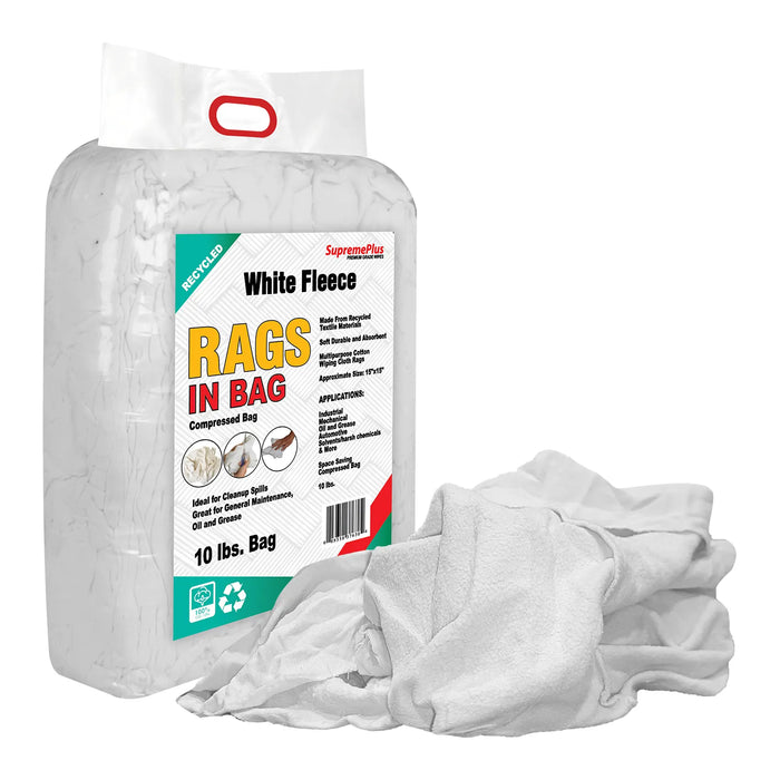 Recycled White Sweatshirt Cleaning Rags 10 lbs. Bag - Wiping Hub