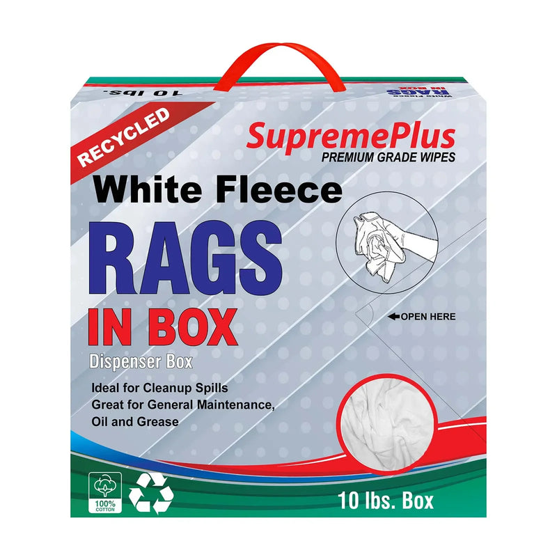 Recycled White Sweatshirt Cleaning Rags 10 lbs. Compressed Box - Wiping Hub