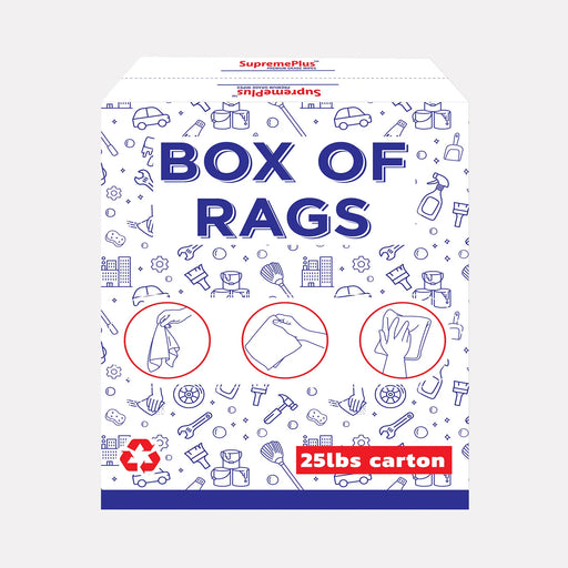 Recycled White Sweatshirt Cleaning Rags 25 lbs. Box - Wiping Hub