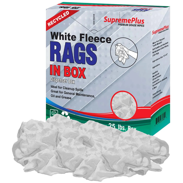 Recycled White Sweatshirt Cleaning Rags 25 lbs. Compressed Box - Wiping Hub