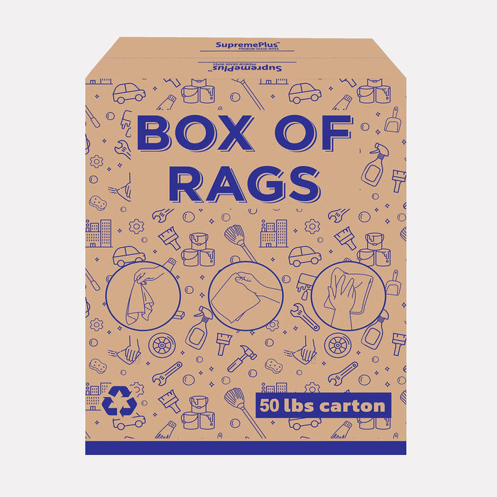 Recycled White Sweatshirt Cleaning Rags 50 lbs. Box - Wiping Hub